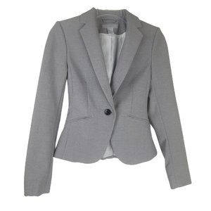 H&M White Lining Gray Cuffed Fitted Blazer Women